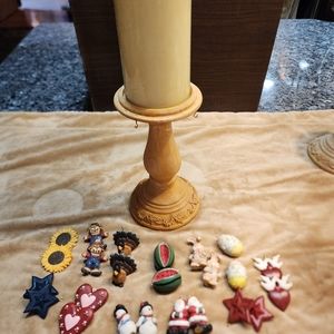 Wood candlestick w 24 pcs only